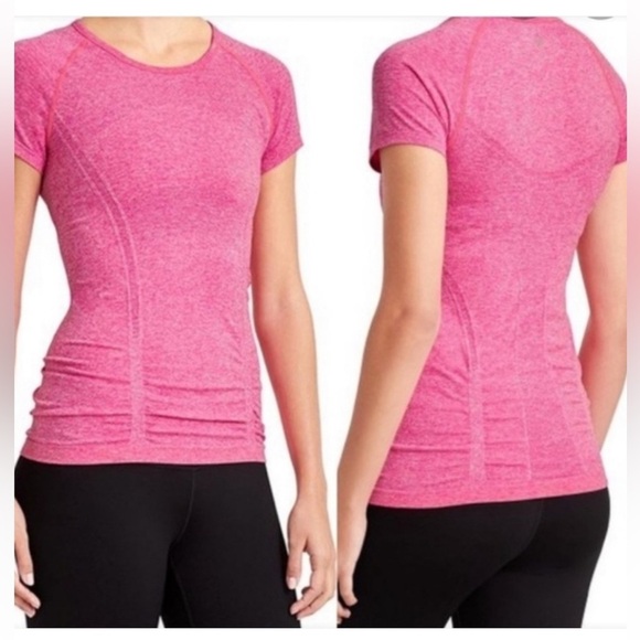 Athleta hot Neon Pink Fast Track Workout Tee women’s XS athleisure top seamless - Picture 12 of 15